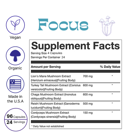 Focus Capsules – Functional Mushroom Blend