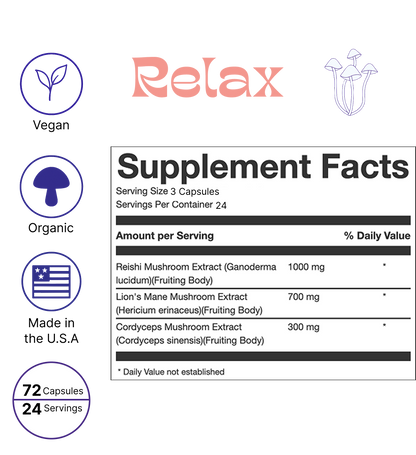 Relax Capsules – Functional Mushroom Blend